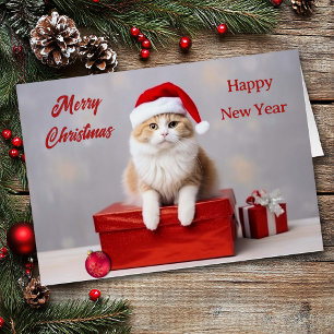 Carte de Noël du chat Ginger Santa Claus
