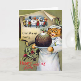 Carte de Noël du chef de chat victorien
