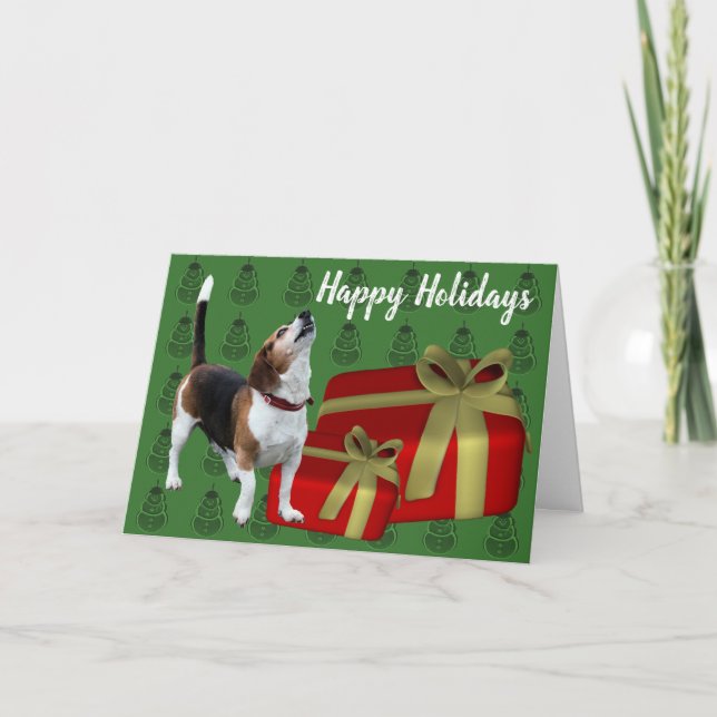 Carte de Noël du chien Beagle mignonne (Devant)