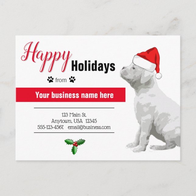 Carte de Noël du chien - Chien blanc boîte Chien (Devant)