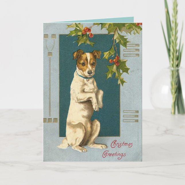 Carte de Noël du chien Terrier victorien (Devant)