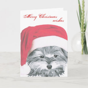 Carte de Noël du chien Yorkie