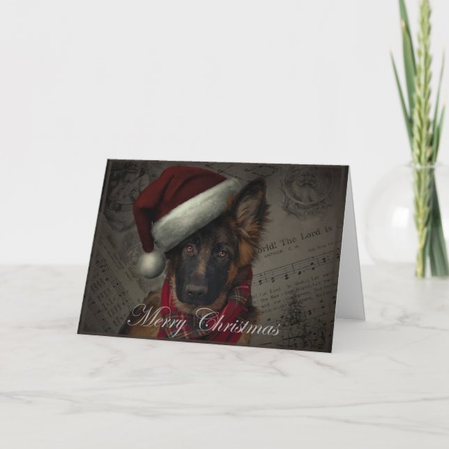 Carte de Noël du chiot allemand. (Devant)