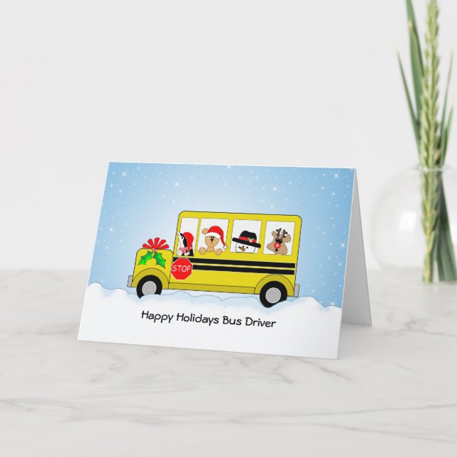 Carte de Noël du conducteur de bus scolaire, Joyeu (Devant)