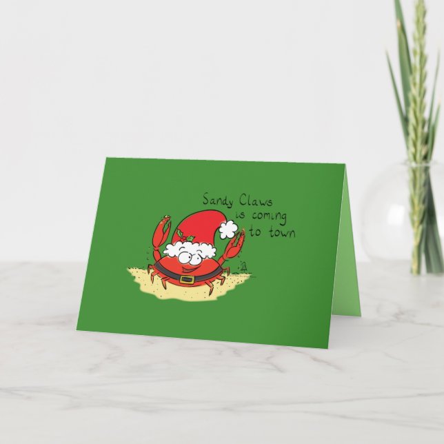 Carte de Noël du crabe Père Noël aux griffes de sa (Devant)
