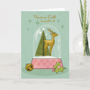 Carte de Noël du Deer Snow Globe Peace sur Terre