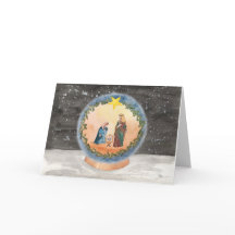 Carte de Noël du Globe des neiges de la Nativité