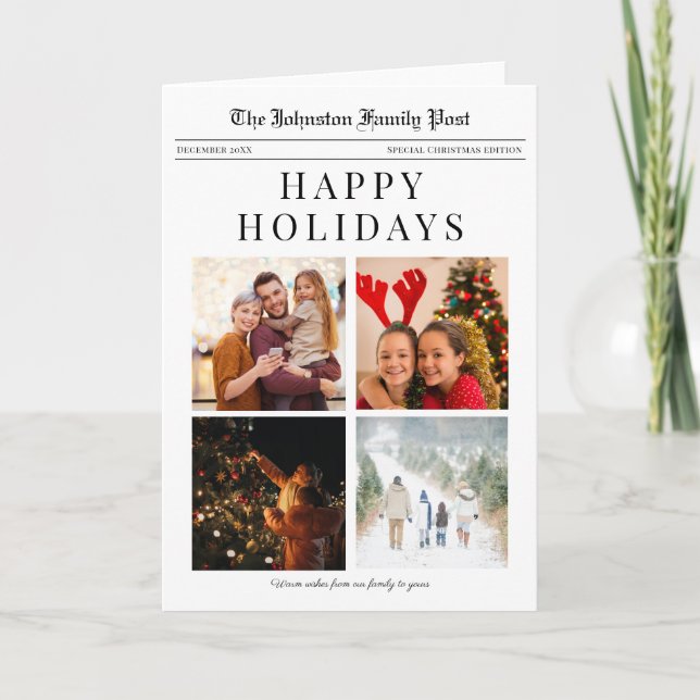 Carte de Noël du journal avec 4 photos (Devant)