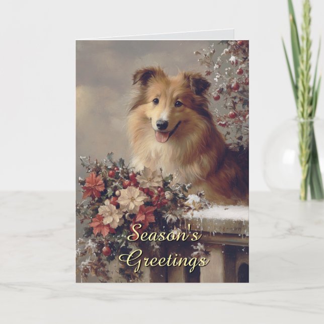 Carte de Noël du mignon chien Collie (Devant)