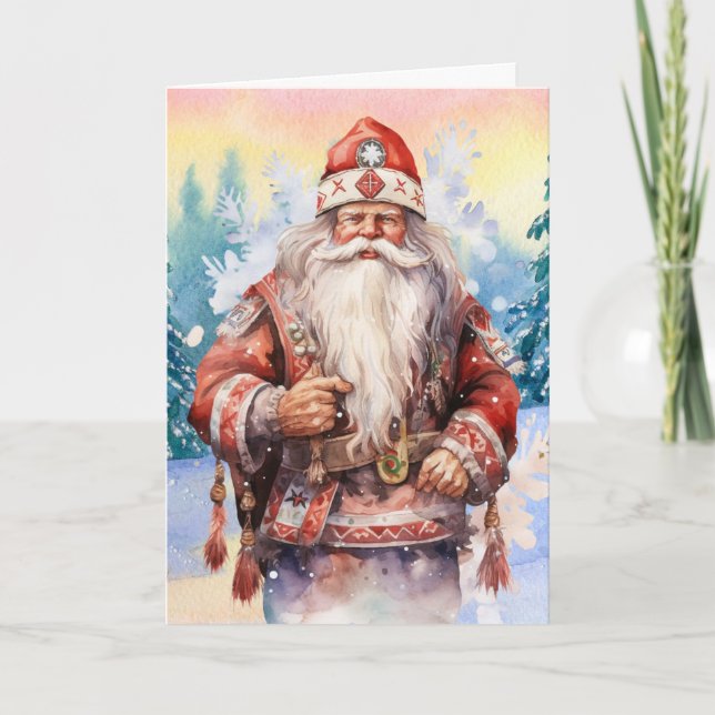 Carte de Noël du Père Noël amérindien (Devant)