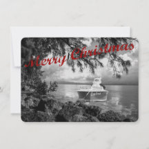 Carte de Noël du père noël de canotage