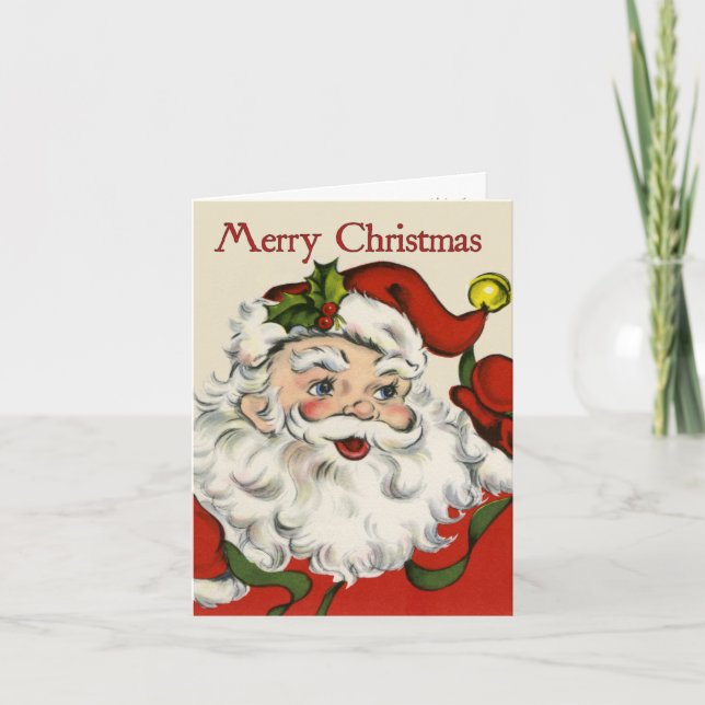 Carte de Noël du Père Noël de style rétro (Devant)