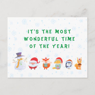 Carte de Noël du Père Noël et de ses amis animaux