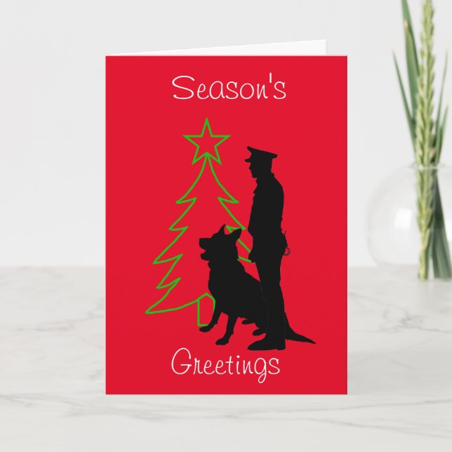 Carte de Noël du policier K-9 Chien Silhouette (Devant)