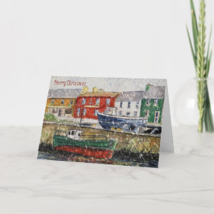 Carte de Noël du port d'hiver