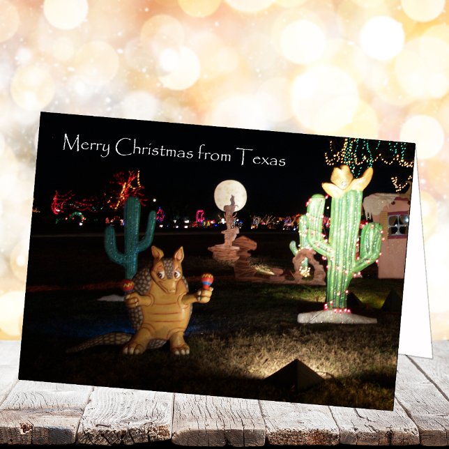 Carte de Noël du Texas - Armadillo et Cactus (Créateur téléchargé)