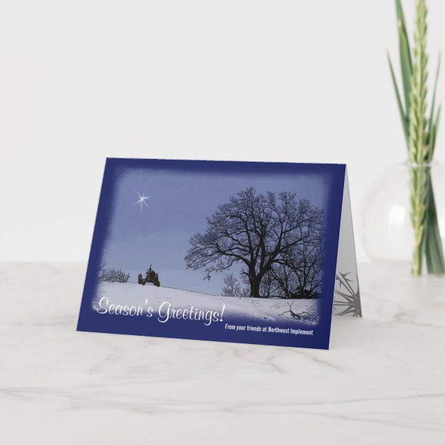 Carte de Noël du tracteur : de votre entreprise (Devant)