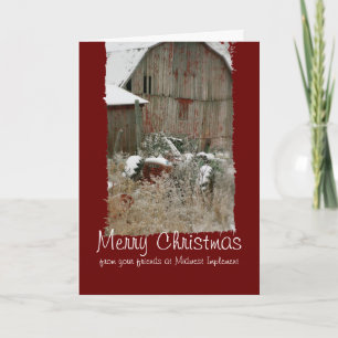 Carte de Noël du tracteur et de la grange