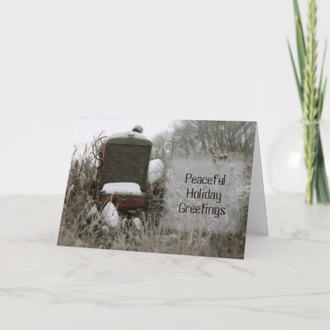 Carte de Noël du tracteur : Paisible (Devant)