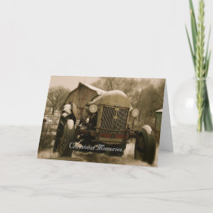 Carte de Noël du tracteur : Vieux souvenirs de tra