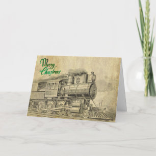 Carte de Noël du train à vapeur vintage