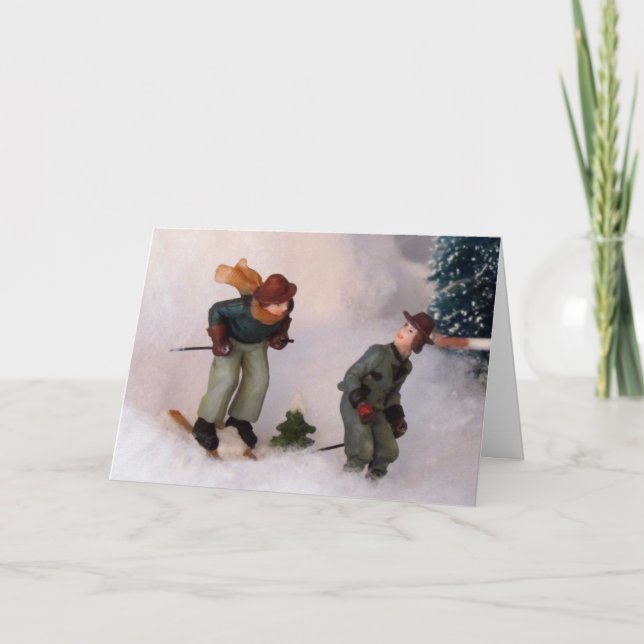 Carte de Noël du village de skieurs (Devant)