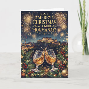 Carte de Noël écossaise Hogmanay Whisky Toast