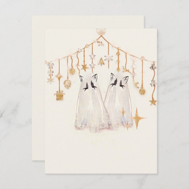 Carte de Noël éffrayant Ghost Cat (Devant / Derrière)