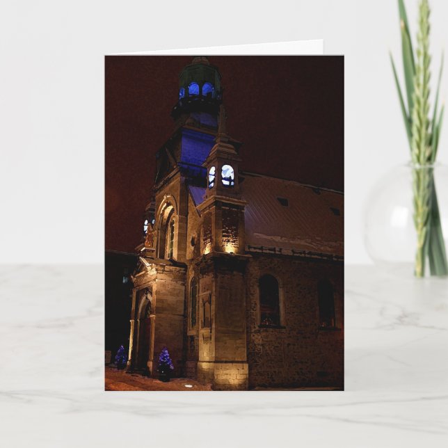 Carte de Noël - Église de Montréal la nuit (Devant)