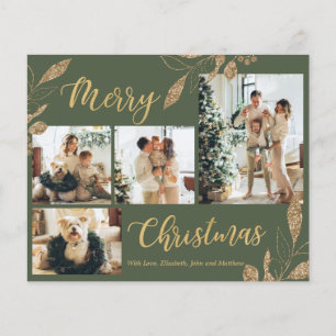 Carte de Noël Elegant Green Gold Budget