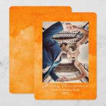 Carte de Noël élégante à l'aquarelle orange roux