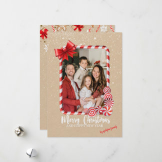 Carte de Noël élégante avec photo de Poinsettia ro