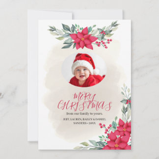 Carte de Noël élégante avec renne et fleurs pour f
