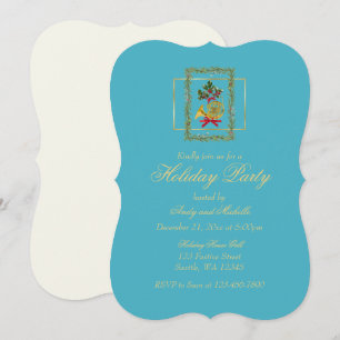 Carte de Noël élégante cor d'harmonie turquoise à 