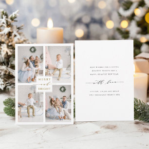 Carte de Noël élégante en or Merry & Bright 4 phot