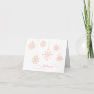 Carte de Noël Elégante et Ornate Pink Snowflakes