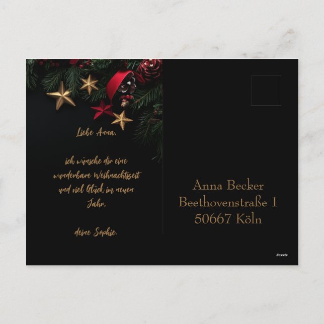 Carte de Noël élégante et personnalisable avec cou (Dos)