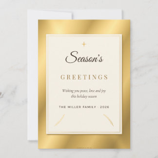 Carte de Noël élégante or et crème