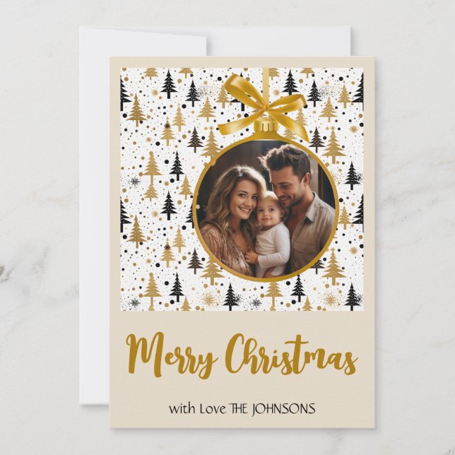 Carte de Noël élégante or et noir à personnaliser (Devant)