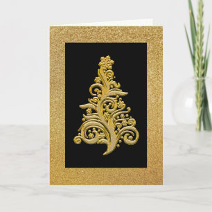 Carte de Noël élégante pailletée or et noire