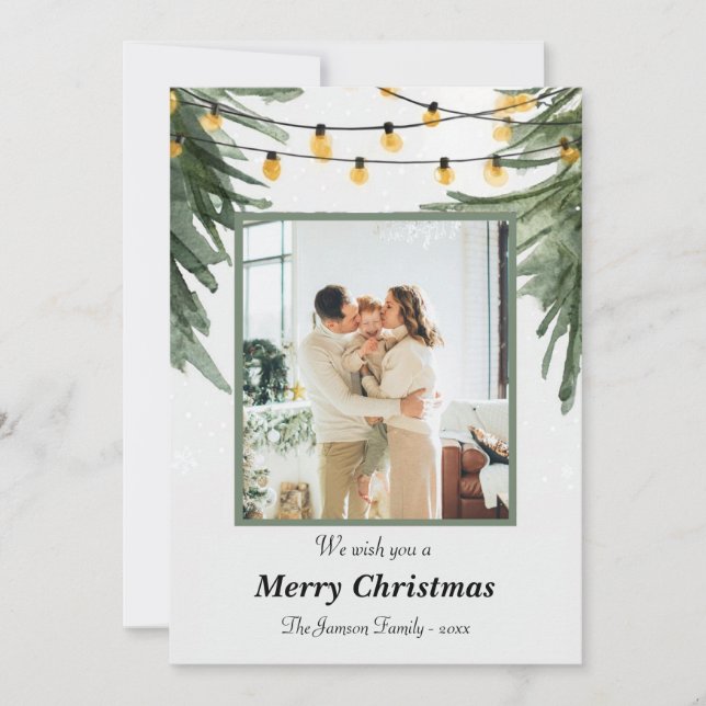 Carte de Noël élégante pour la famille avec pin aq (Devant)