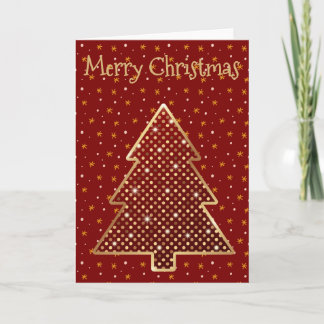 Carte de Noël élégante rouge et or