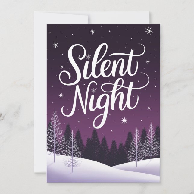 Carte de Noël élégante Silent Night violette (Devant)