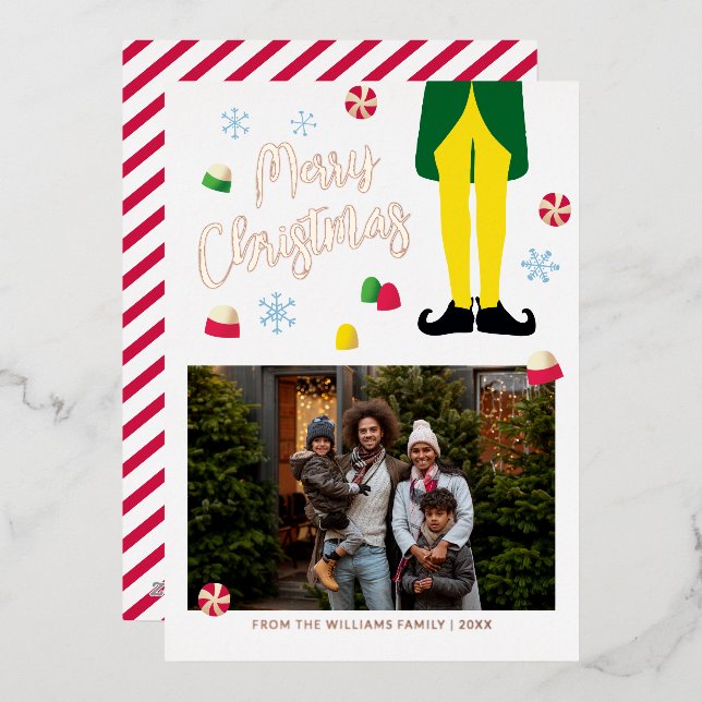 Carte de Noël Elf avec photo (Recto/Verso)