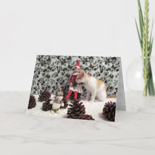 Carte de Noël Elfin d'Annie (Chat / Chaton) (Devant)