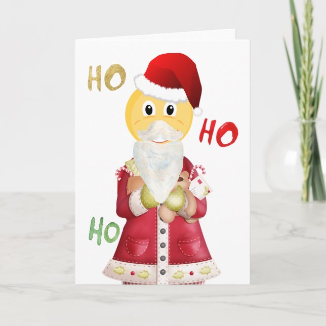 Carte de Noël Emoji Père Noël (Devant)