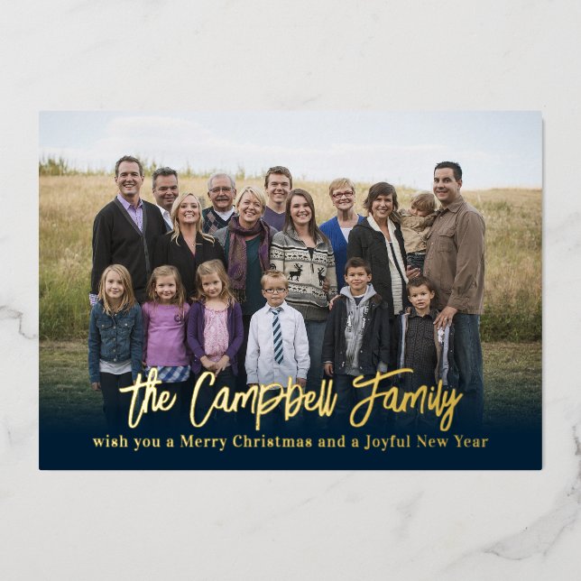 Carte de Noël en aluminium Famille Joie Fête (Recto)