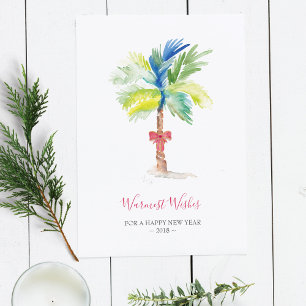 Carte de Noël en Aquarelle Palm Tree