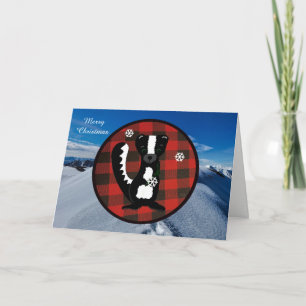 Carte de Noël en bois à carreaux de Buffalo