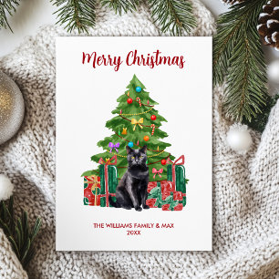 Carte de Noël en chat noir mignonne